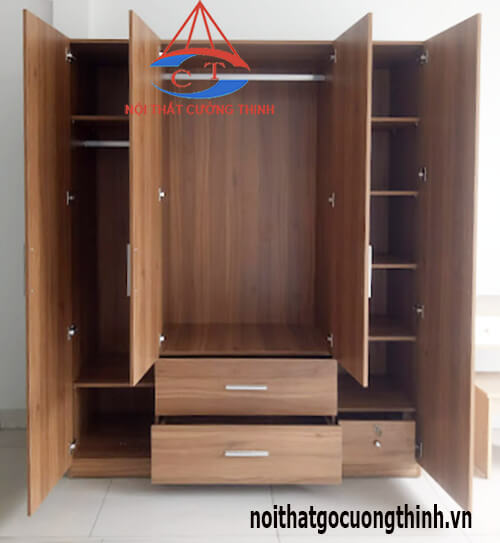 Mẫu tủ quần áo 1m8 3 buồng gỗ MDF công nghiệp chống ẩm Melamine