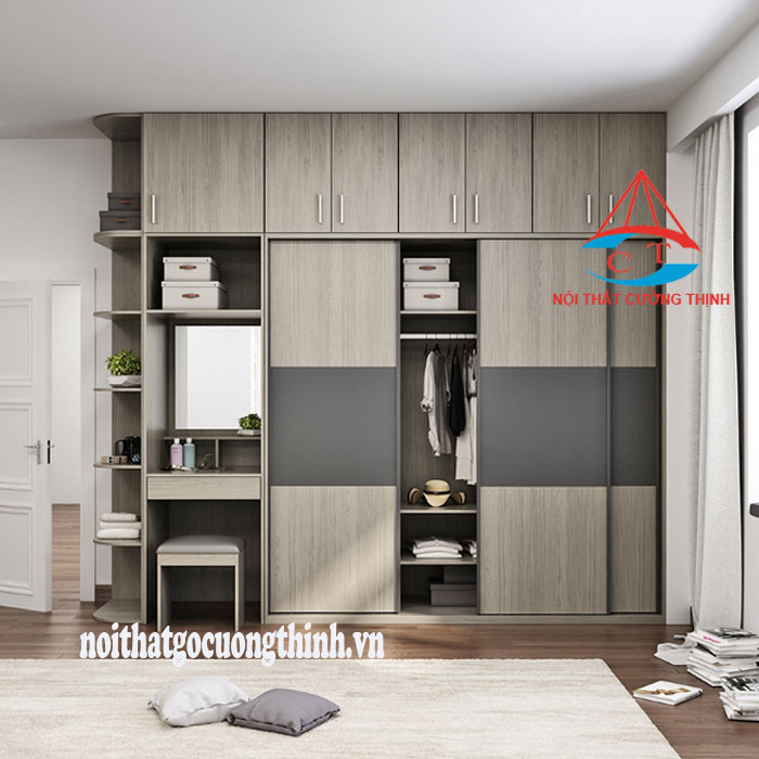 Tủ quần áo thiết kế đa năng hiện đại 3 cánh trượt
