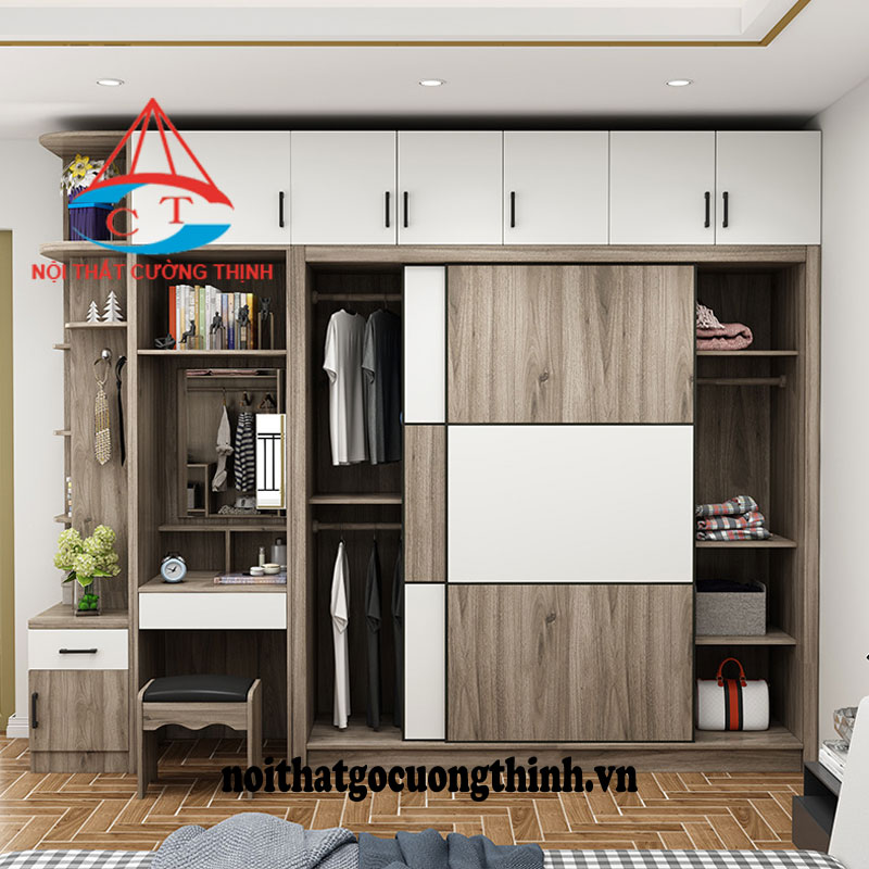 Tủ quần áo cánh lùa hiện đại kết cấu đa năng 