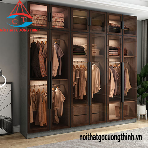 Tủ treo quần áo kịch trần cánh kính đẹp hiện đại