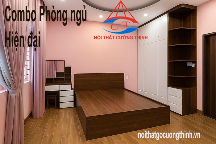 Thiết kế đóng Combo Tủ giường Phòng ngủ Gỗ đẹp Hiện đại