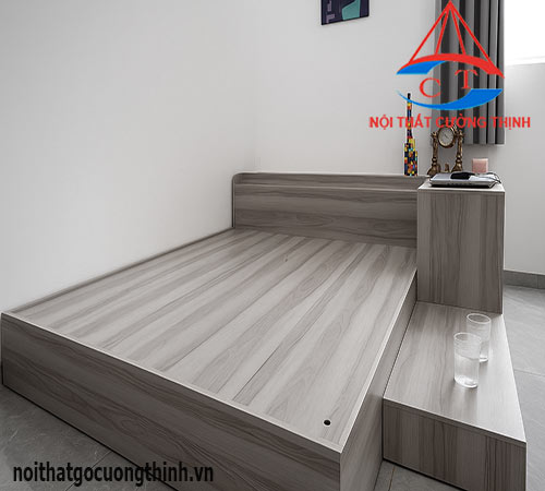 Giường 1m4x2m có bàn học liền bên gỗ công nghiệp