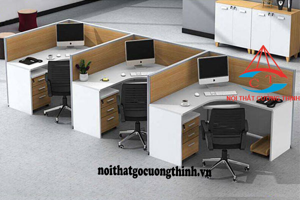 Bàn nhân viên gỗcông nghiệp MDF kiểu chữ L