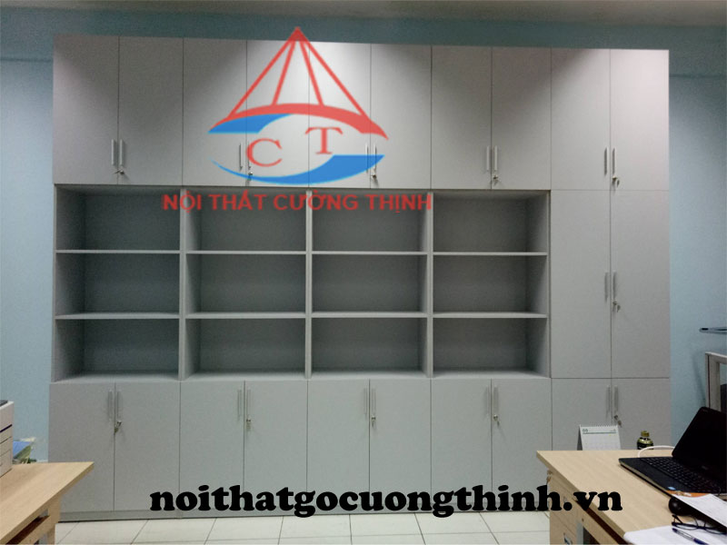 Tủ hồ sơ gỗ văn phòng Mfc màu xám tại Quận 9