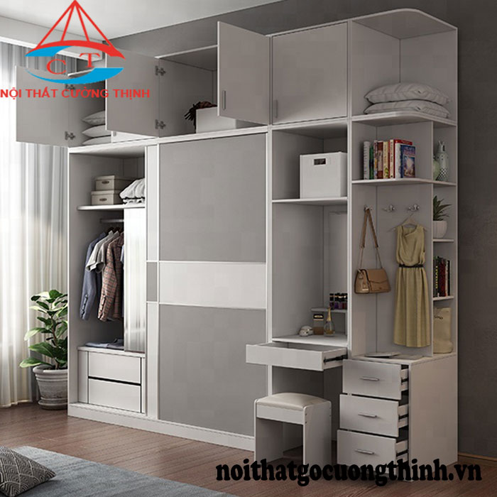 Mẫu tủ quần áo gỗ MDF Melamine 2 cánh lùa