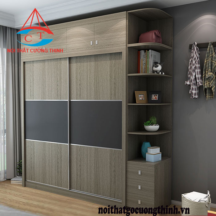 Mẫu tủ quần áo cửa lùa gỗ MDF phủ Melamine