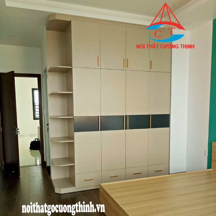 Tủ quần áo đẹp bằng gỗ MDF chống ẩm Melamine màu Latte