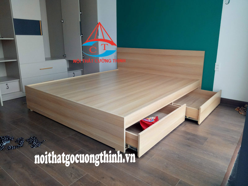 Giường gỗ công nghiệp có ngăn kéo đơn giản đẹp