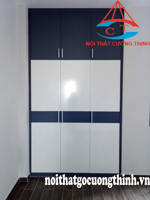 Tủ âm tường đẹp gỗ công nghiệp MDF màu trắng xanh