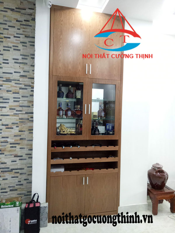 Tủ rượu gỗ Veneer đẹp hiện đại