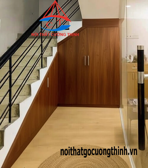 Mẫu tủ góc cầu thang đẹp hiện đại