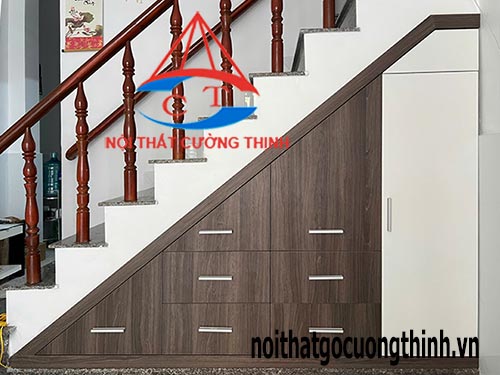 Mẫu tủ góc cầu thang đóng theo yêu cầu