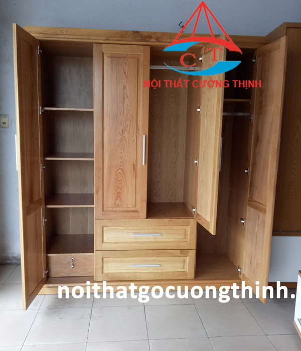 Mẫu tủ quần áo gỗ tự nhiên đóng sắc nét lớp sơn dày mượt 1m8