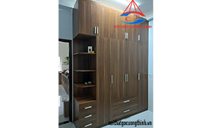 Tủ quần áo gỗ công nghiệp 2 tầng 4 cánh có kệ