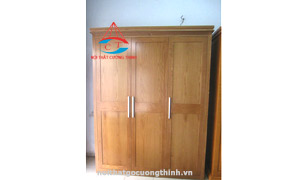 MẪU TỦ QUẦN ÁO GỖ ĐẸP VÂN SỒI 3 CÁNH ĐẮP NỔI 1M6