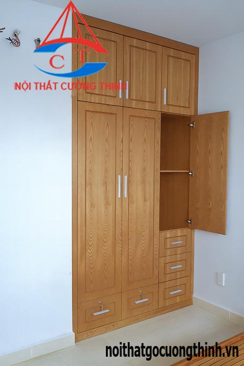 Mẫu tủ âm tường gỗ công nghiệp 3 cánh đẹp