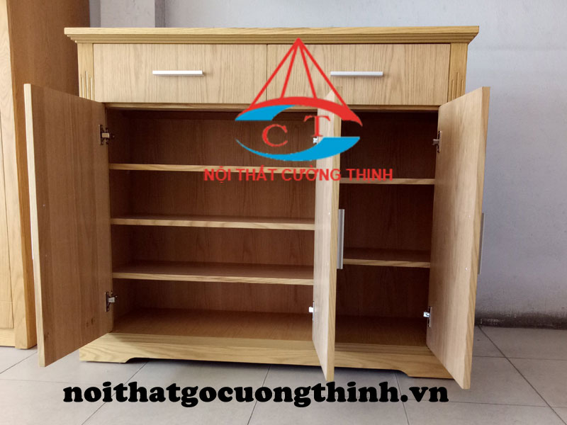 Tủ đựng giày dép bằng gỗ thiết kế hiện đại Veneer Sồi 1m2