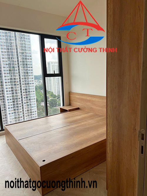 Giường đôi 1m6x2m kèm tab đơn giản gỗ công nghiệp bền đẹp