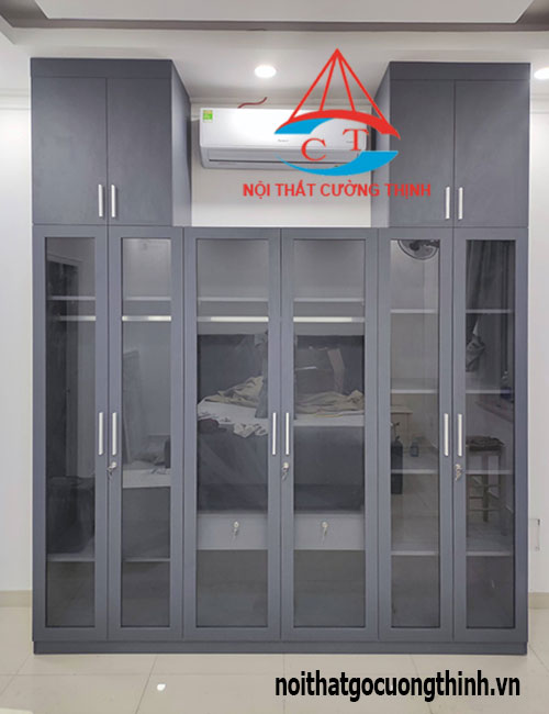 Mẫu tủ quần áo 6 cánh kính đẹp hiện đại bằng gỗ công nghiệp
