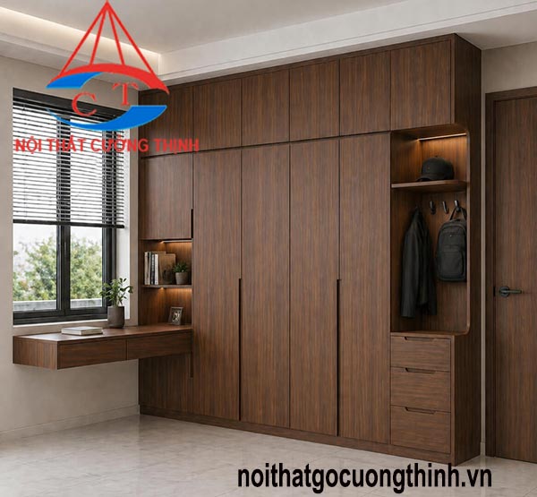 Tủ quần áo tích hợp bàn tiện nghi sang trọng