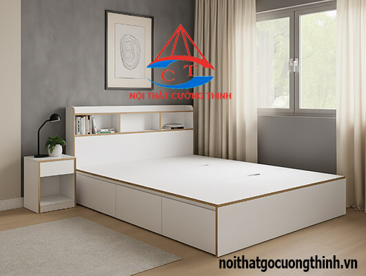 Mẫu giường ngủ gỗ công nghiệp 1m8x2m có ngăn kéo đẹp bền rẻ