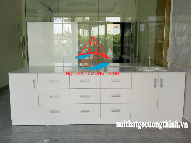 Kệ tủ gỗ công nghiệp Melamine trắng cho phòng nha khoa Quận 9 TPHCM