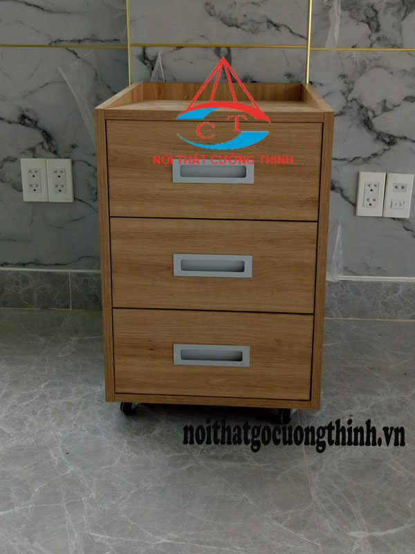 Tủ di động 3 ngăn kéo tay nắm âm gỗ công nghiệp đẹp sản xuất tại Quận Thủ Đức