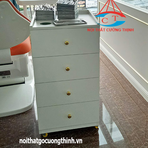 Hộc tủ di động 4 ngăn kéo núm vàng đẹp