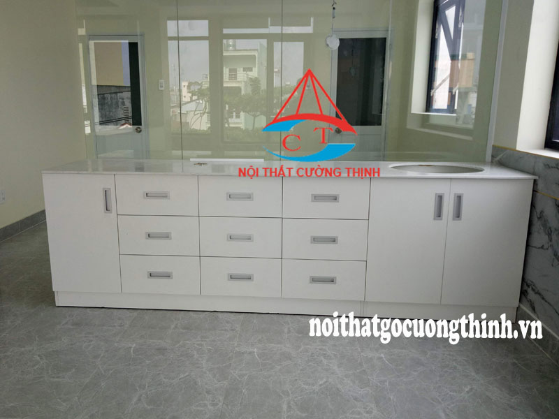 Tủ nha khoa gỗ công nghiệp 9 ngăn kéo tại phòng nha Quận 9 TPHCM