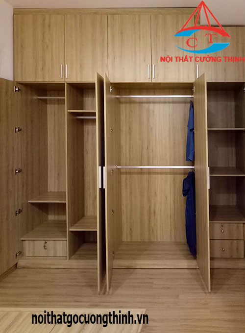 Tủ quần áo bằng gỗ MDF lõi xanh mẫu đẹp tại chung cư Moonlight Thủ Đức