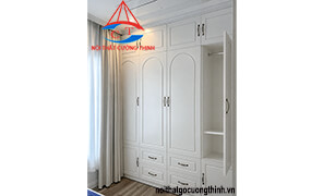 Tủ đựng quần áo màu trắng 4 cánh đẹp sang trọng