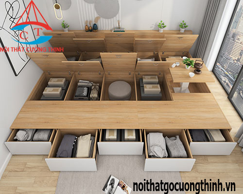 Giường ngủ thông minh có ngăn kéo kiểu Nhật
