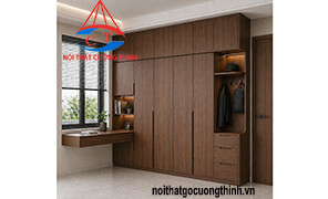 TỦ QUẦN ÁO LIỀN BÀN LÀM VIỆC GỖ ĐẸP