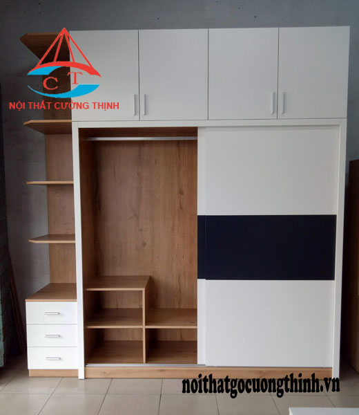 Tủ quần áo có kệ trang trí đẹp hiện đại