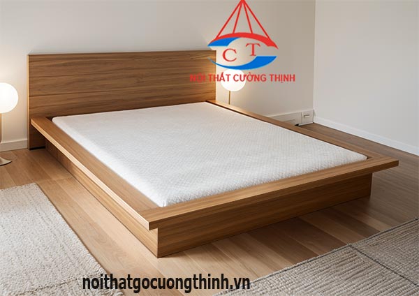 Mẫu giường kiểu Nhật 1m6x2m gỗ công nghiệp đẹp