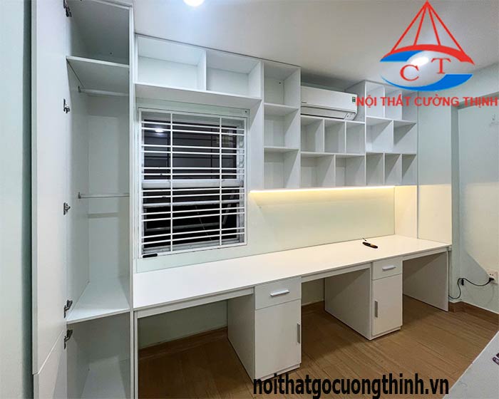 Bàn làm việc kèm kệ tủ thông minh cho đội nhóm văn phòng/ gia đình