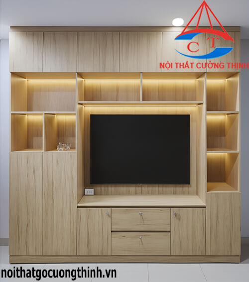 Bộ tủ kệ để tivi đẹp kèm đèn hiện đại cho mọi không gian