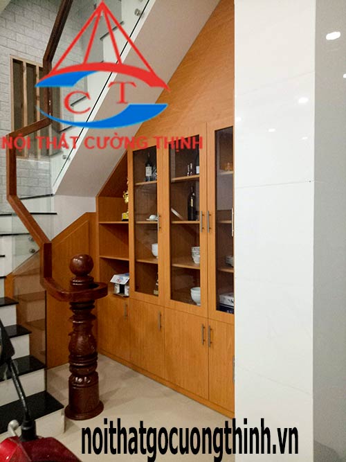 Tủ rượu gầm cầu thang phòng khách gỗ công nghiệp đẹp