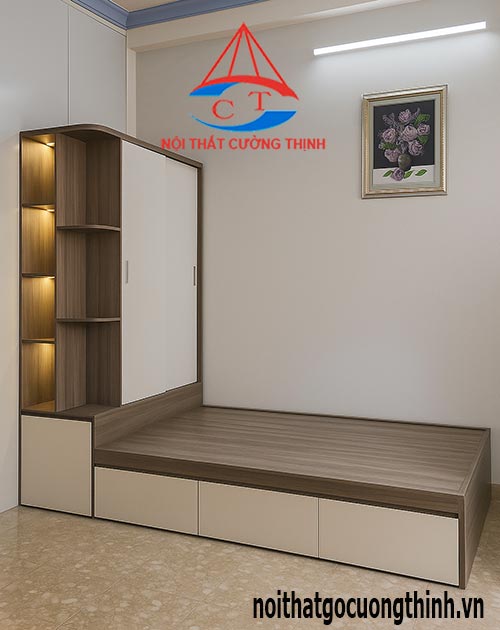 Giường liền tủ quần áo đẹp hiện đại tiết kiệm diện tích