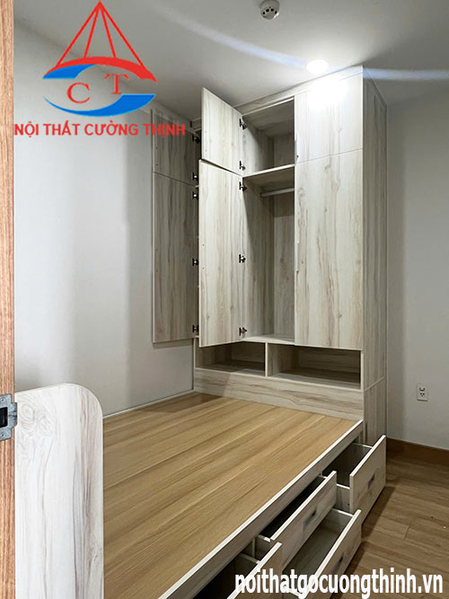 Combo tủ liền giường đơn giản hiện đại cho phòng nhỏ