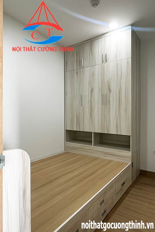 Mẫu giường liền tủ quần áo kịch trần đẹp hiện đại