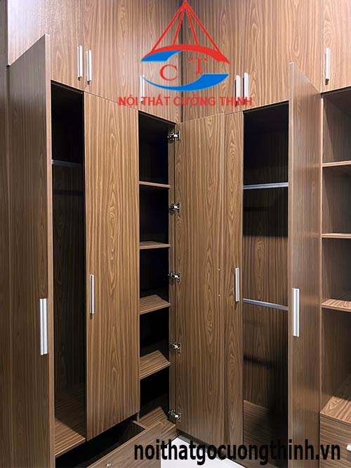 Tủ quần áo góc vuông ôm sát tường cho phòng ngủ đẹp tối ưu
