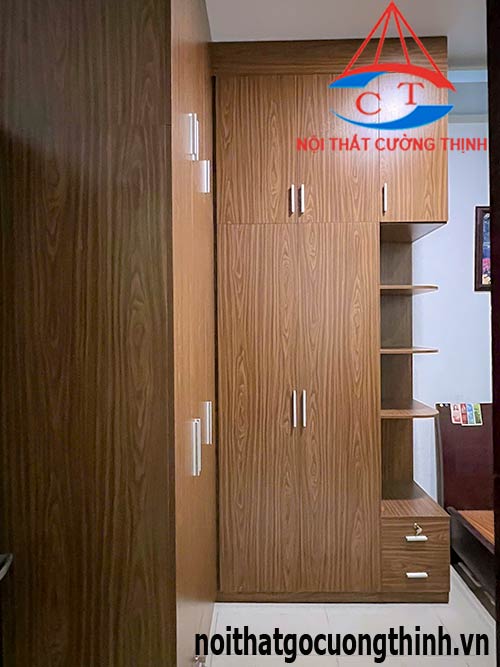 Mẫu tủ quần áo góc vuông cho phòng ngủ hiện đại