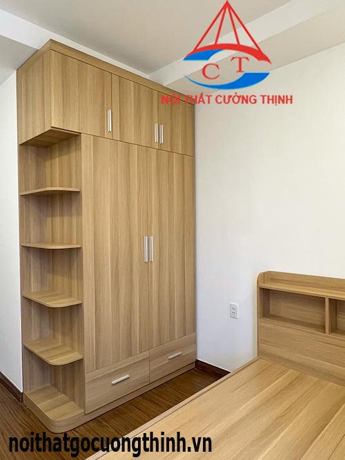 Tủ quần áo gỗ công nghiệp MDF chống ẩm Melamine hiện đại kịch trần