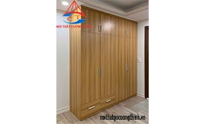Tủ quần áo 3 buồng 4 cánh kịch trần gỗ MDF