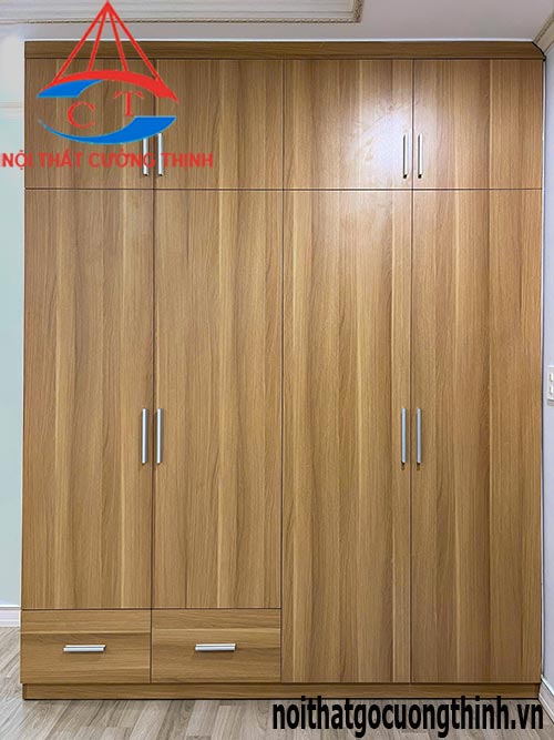 Tủ quần áo gỗ công nghiệp kịch trần 4 cánh sang trọng tiện nghi