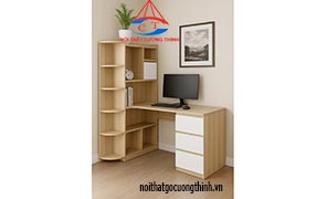 Mẫu Bàn học chữ L đẹp có Kệ sách liền 