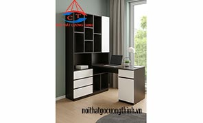 Bàn làm việc kèm giá sách hình chữ L