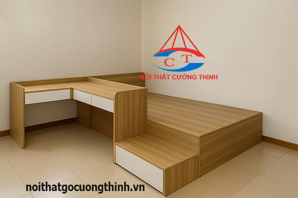 Giường hộp kèm bàn làm việc gỗ công nghiệp
