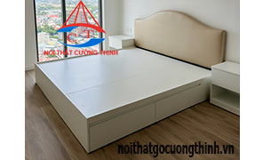 Giường gỗ có ngăn kéo Bọc da Hiện đại